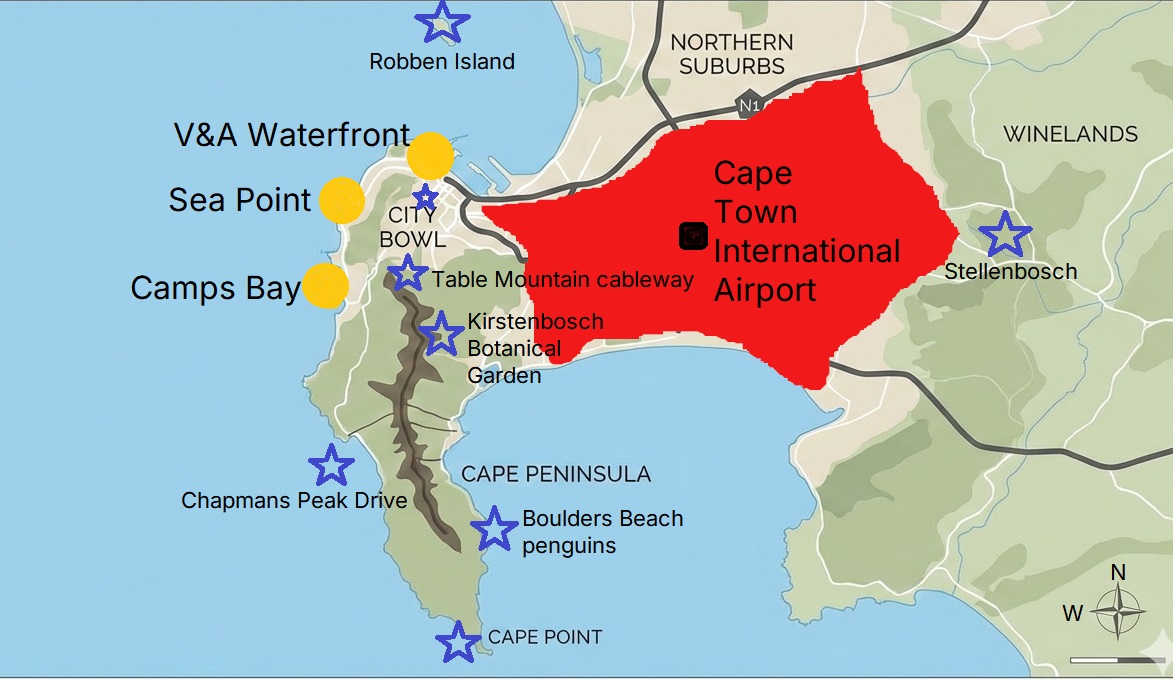 Map of Cape Town tourist attractions