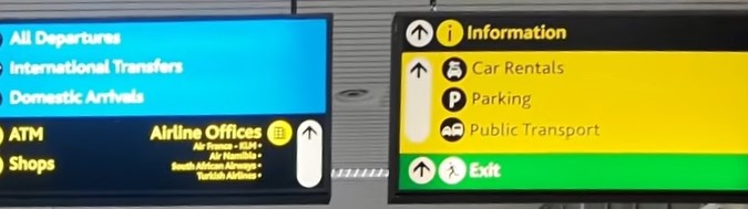 Sign 1 leaving Arrivals