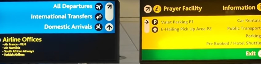 Sign 2 leaving Arrivals