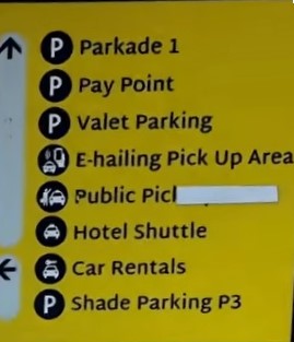 E-hailing Pick Up Area at Cape Town Airport on a pillar