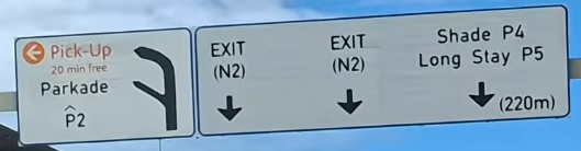 Road signs at Cape Town Airport