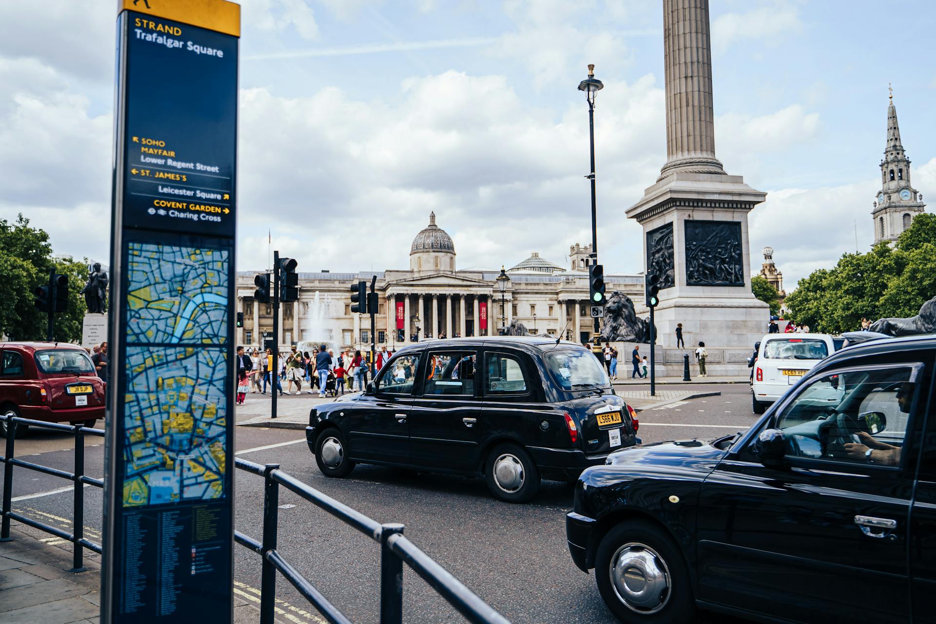 London black cabs at Trafalgar Square